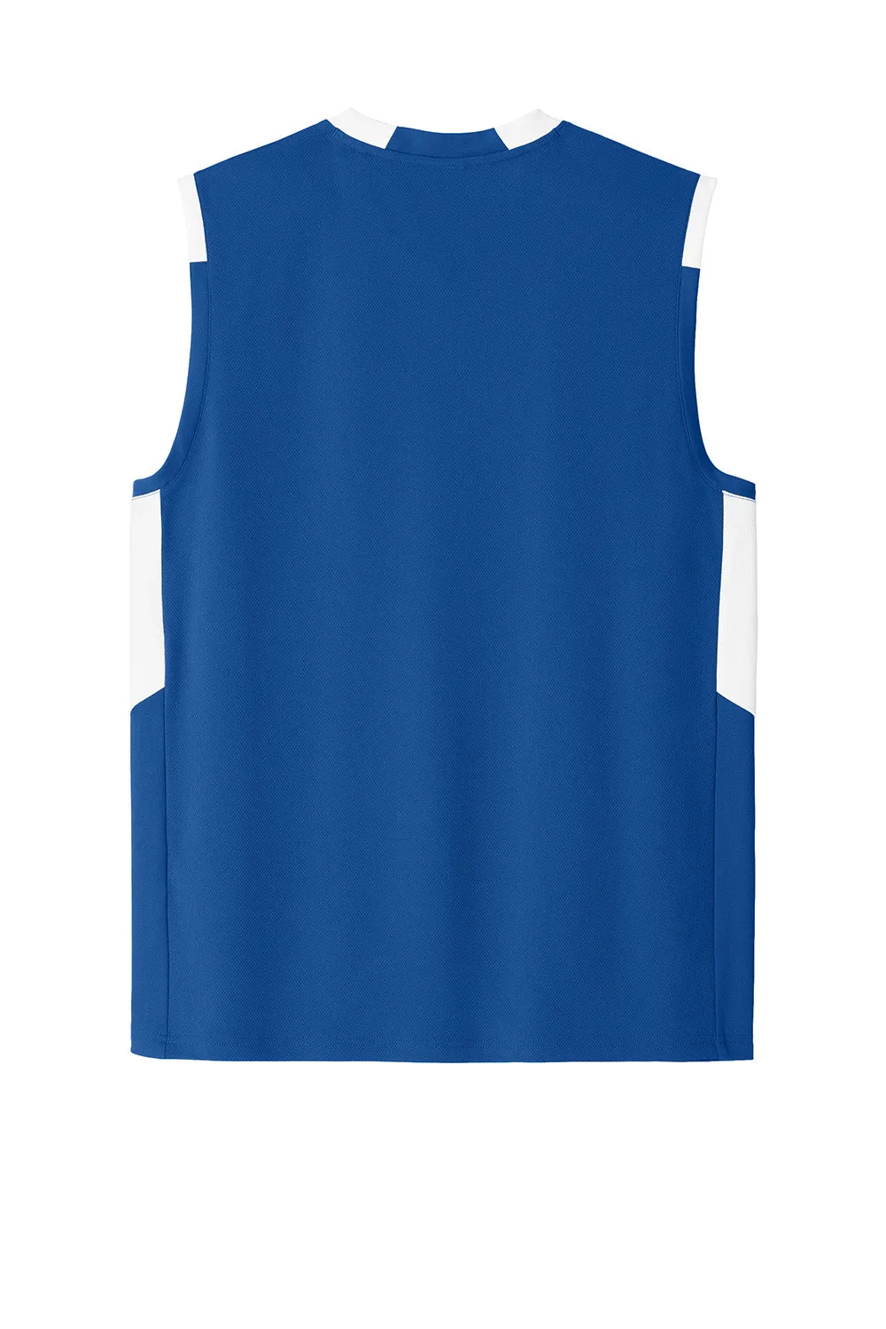 Sport-Tek Mens Club Moisture Wicking V-Neck Tank Top - True Royal Blue/White Clothing Sport-Tek
