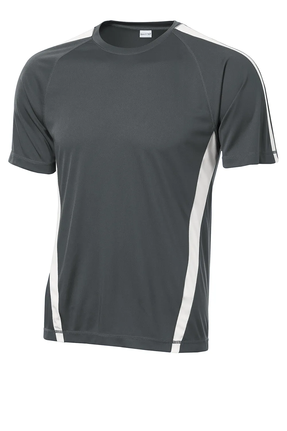 Sport-Tek Mens Competitor Moisture Wicking Short Sleeve Crewneck T-Shirt - Iron Grey/White Clothing Sport-Tek