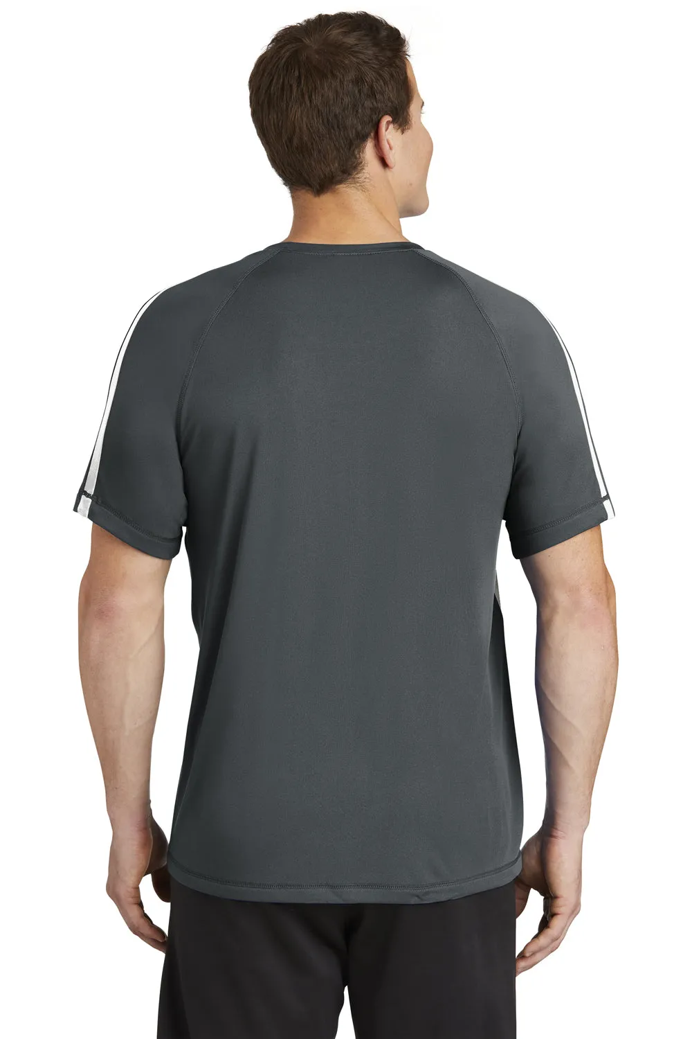 Sport-Tek Mens Competitor Moisture Wicking Short Sleeve Crewneck T-Shirt - Iron Grey/White Clothing Sport-Tek