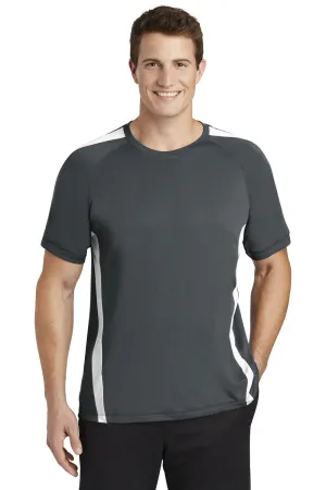 Sport-Tek Mens Competitor Moisture Wicking Short Sleeve Crewneck T-Shirt - Iron Grey/White Clothing Sport-Tek