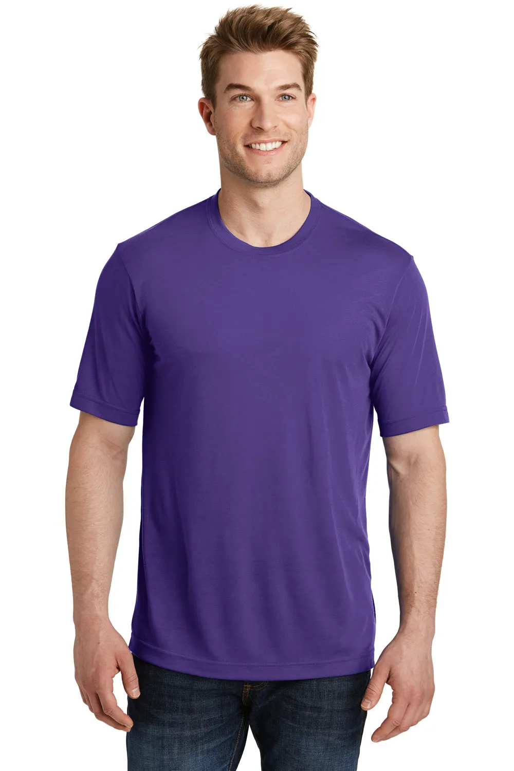 Sport-Tek Mens Competitor Moisture Wicking Short Sleeve Crewneck T-Shirt - Purple - Closeout Clothing Sport-Tek