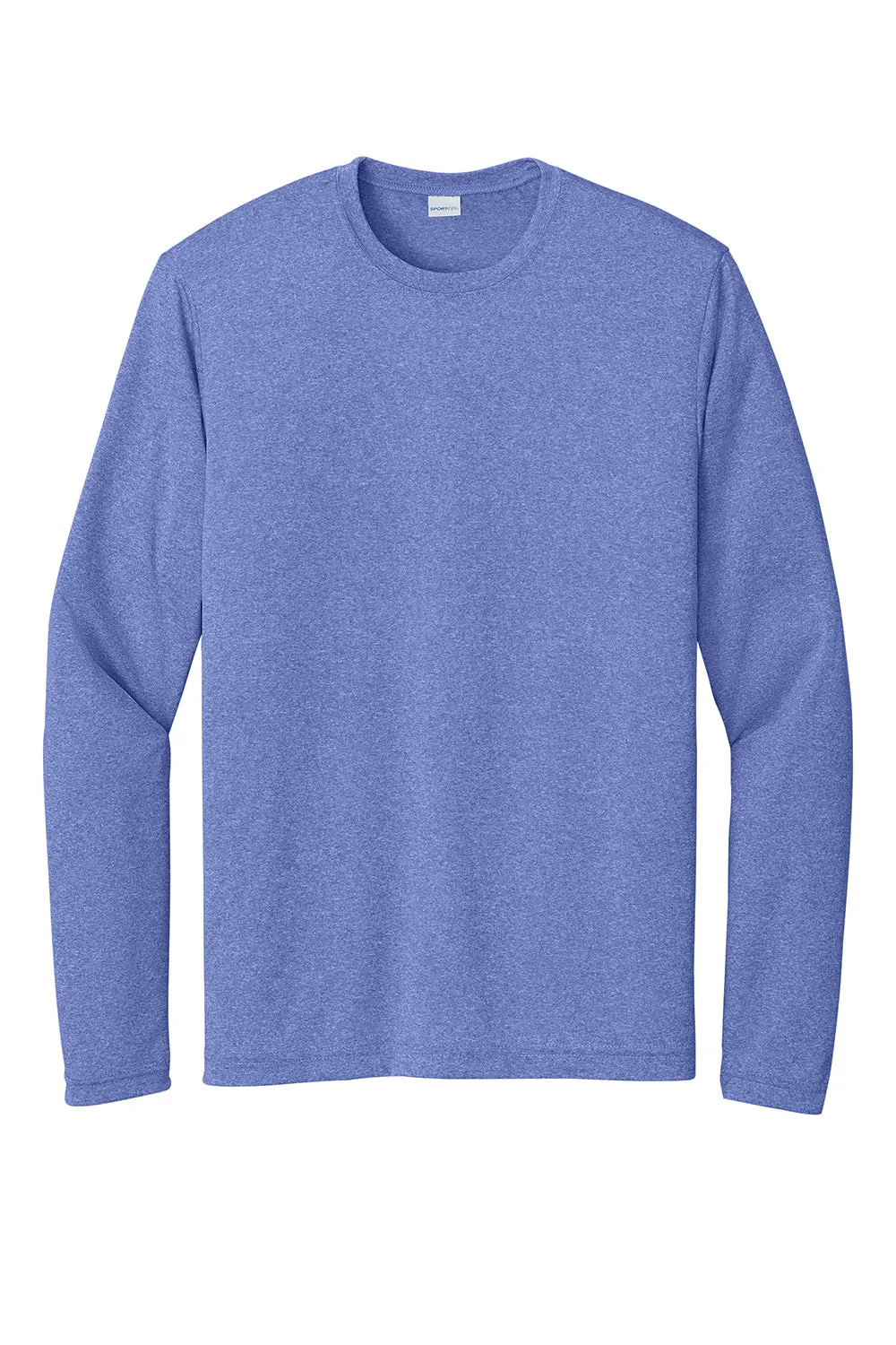 Sport-Tek Mens Contender Heather Moisture Wicking Long Sleeve Crewneck T-Shirt - Heather True Royal Blue Clothing Sport-Tek
