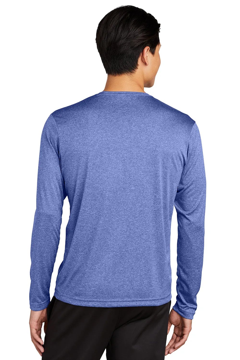 Sport-Tek Mens Contender Heather Moisture Wicking Long Sleeve Crewneck T-Shirt - Heather True Royal Blue Clothing Sport-Tek