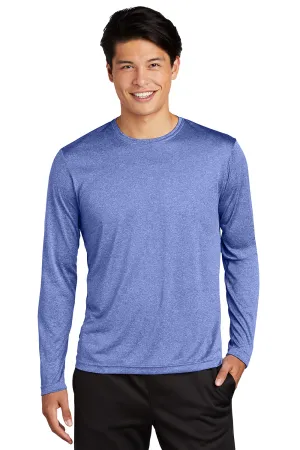 Sport-Tek Mens Contender Heather Moisture Wicking Long Sleeve Crewneck T-Shirt - Heather True Royal Blue Clothing Sport-Tek