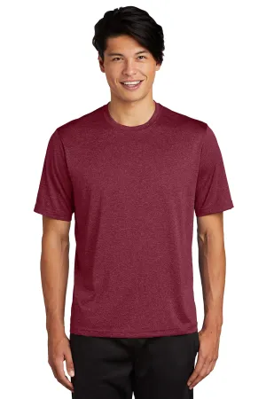 Sport-Tek Mens Contender Heather Moisture Wicking Short Sleeve Crewneck T-Shirt - Heather Cardinal Red - Closeout Clothing Sport-Tek