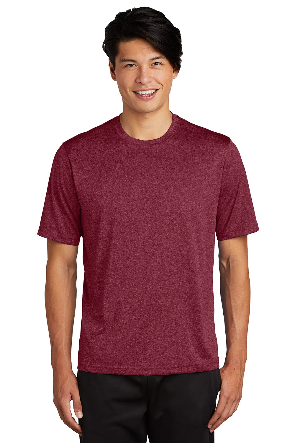 Sport-Tek Mens Contender Heather Moisture Wicking Short Sleeve Crewneck T-Shirt - Heather Cardinal Red - Closeout Clothing Sport-Tek