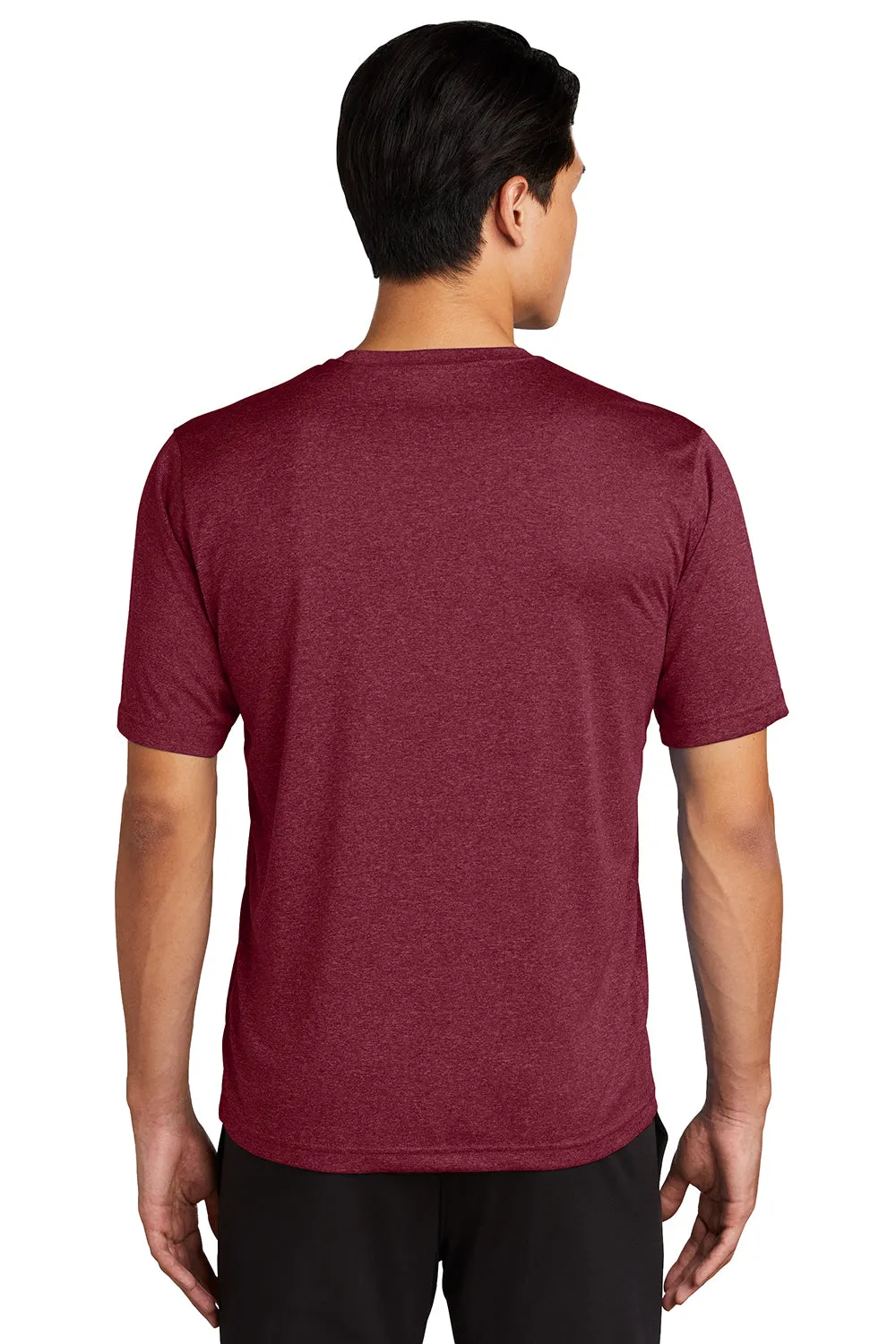 Sport-Tek Mens Contender Heather Moisture Wicking Short Sleeve Crewneck T-Shirt - Heather Cardinal Red - Closeout Clothing Sport-Tek
