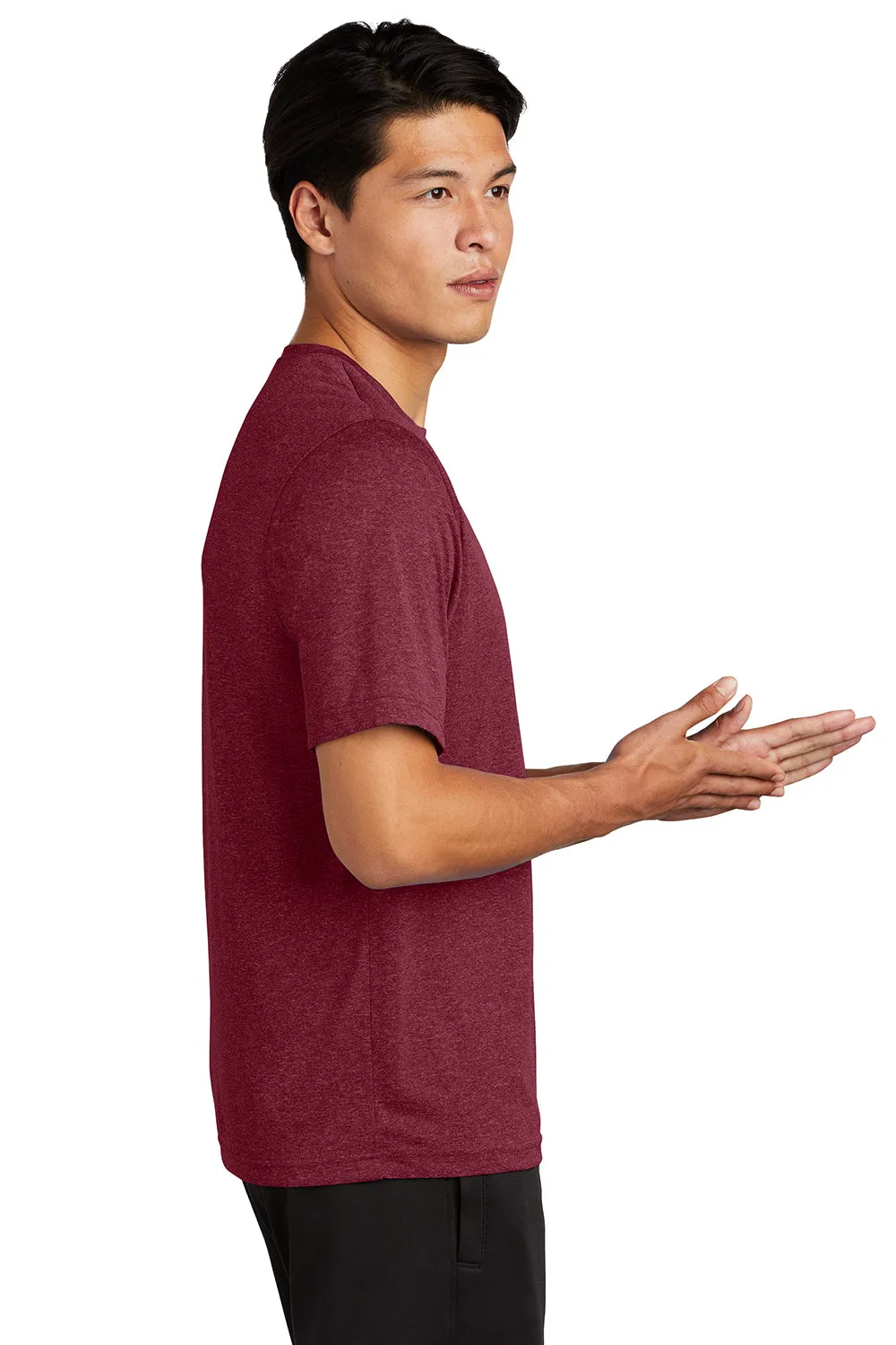 Sport-Tek Mens Contender Heather Moisture Wicking Short Sleeve Crewneck T-Shirt - Heather Cardinal Red - Closeout Clothing Sport-Tek