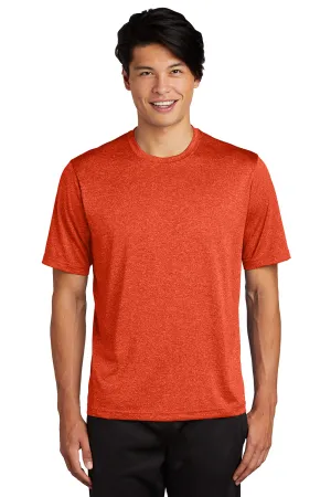 Sport-Tek Mens Contender Heather Moisture Wicking Short Sleeve Crewneck T-Shirt - Heather Deep Orange Clothing Sport-Tek