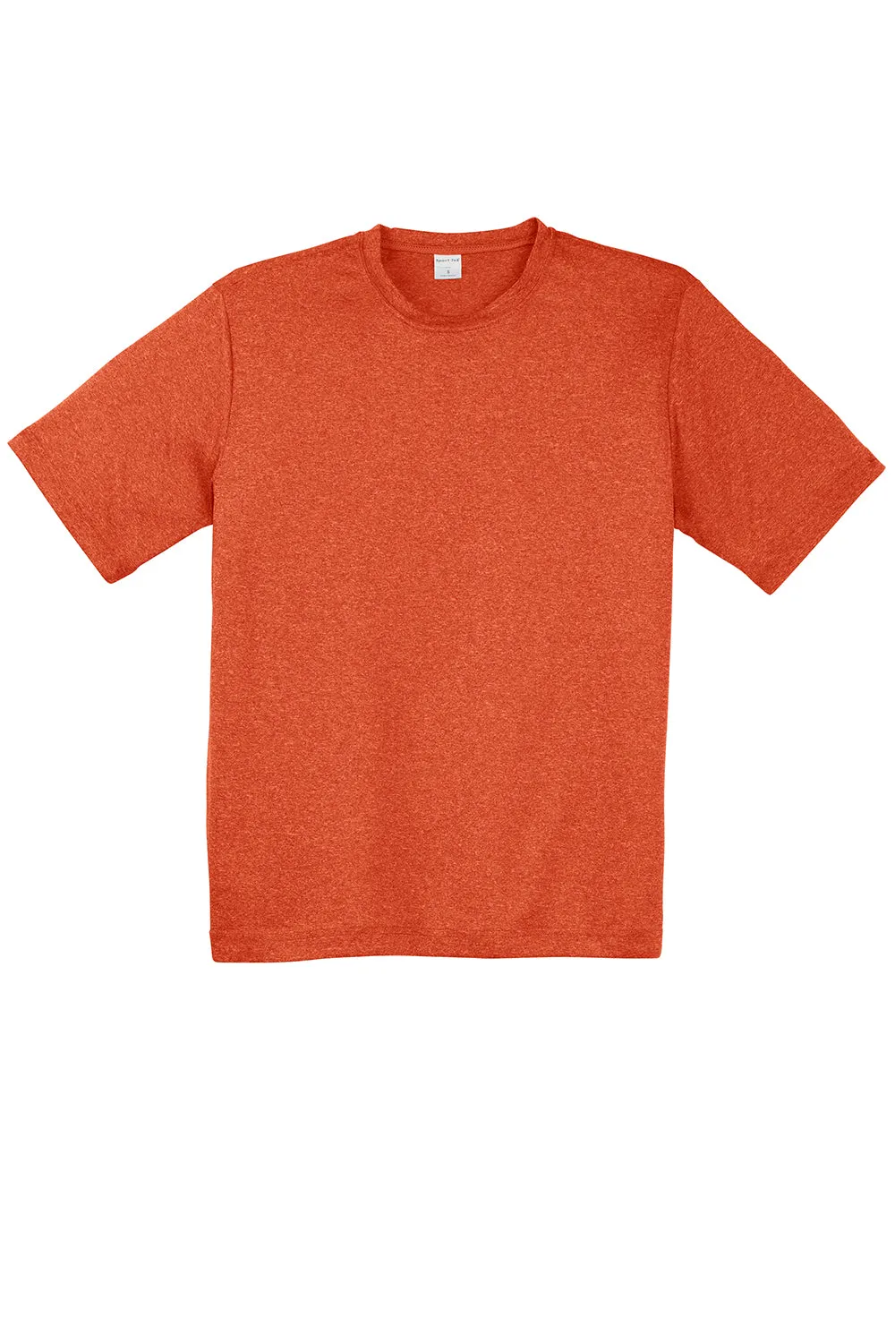 Sport-Tek Mens Contender Heather Moisture Wicking Short Sleeve Crewneck T-Shirt - Heather Deep Orange Clothing Sport-Tek