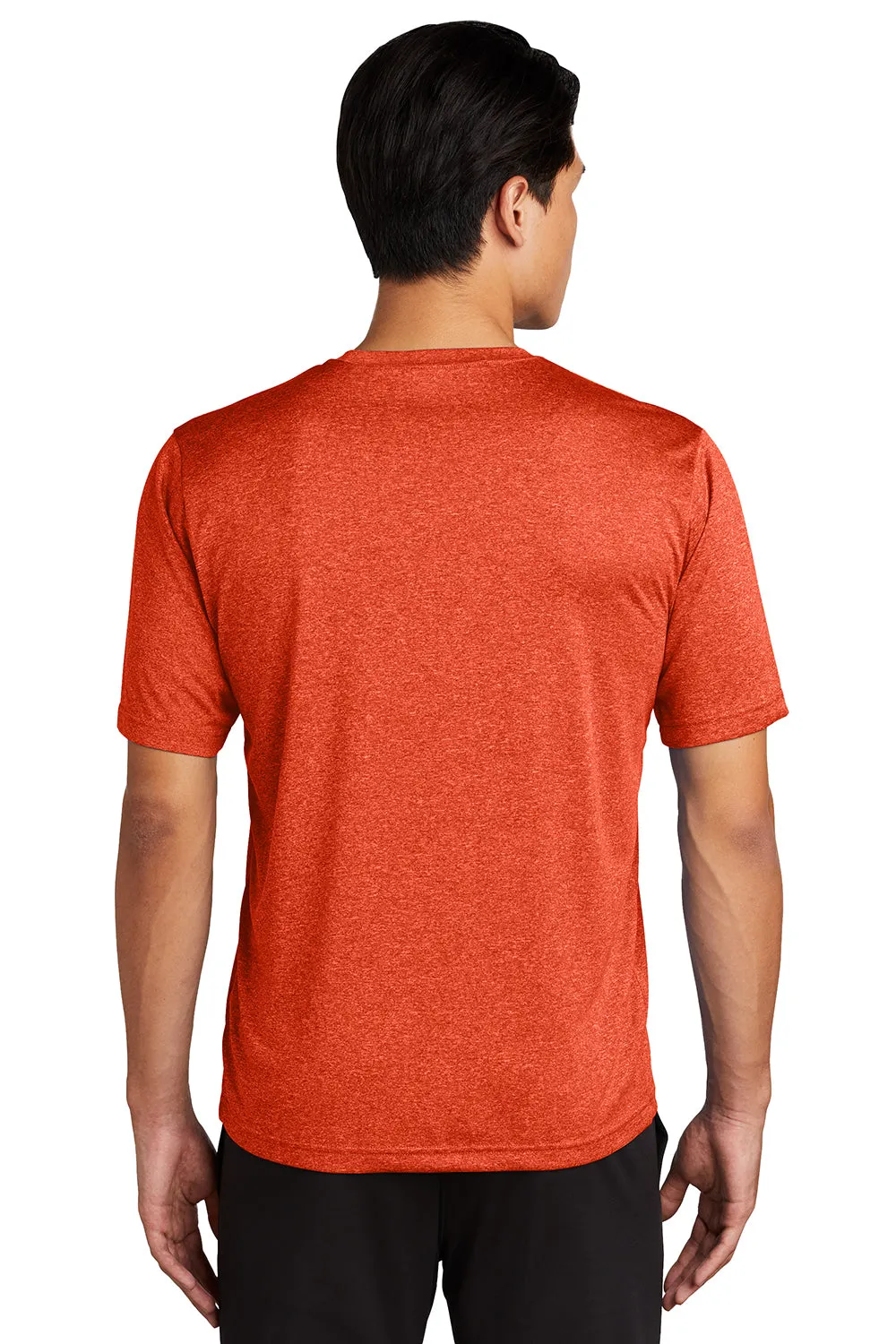 Sport-Tek Mens Contender Heather Moisture Wicking Short Sleeve Crewneck T-Shirt - Heather Deep Orange Clothing Sport-Tek