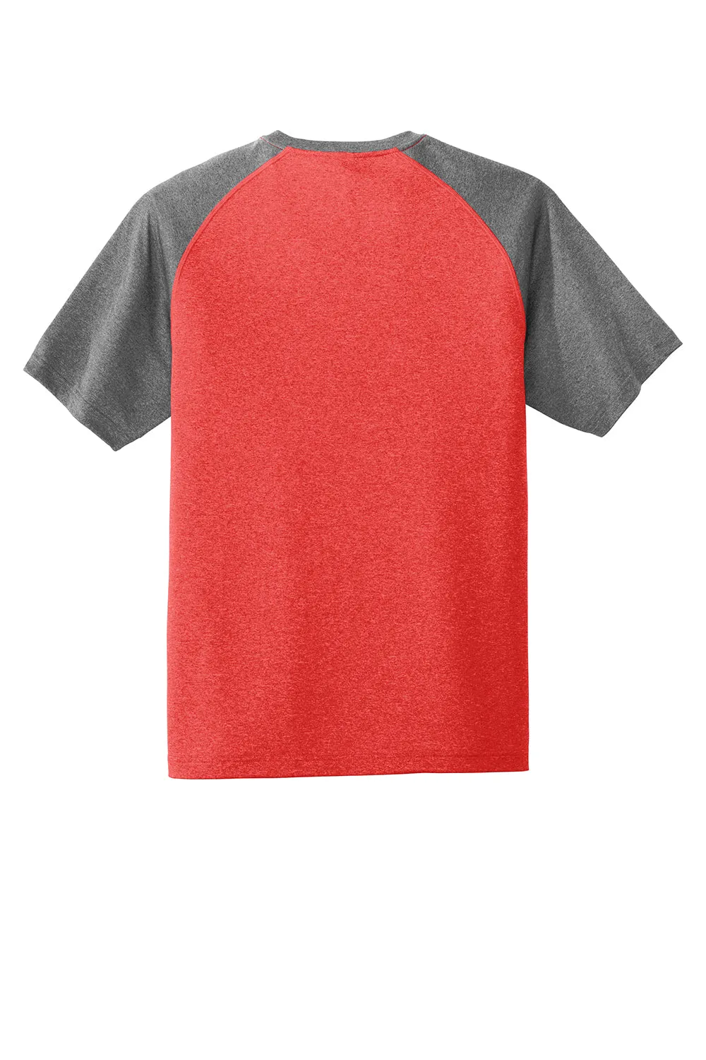 Sport-Tek Mens Contender Heather Moisture Wicking Short Sleeve Crewneck T-Shirt - Heather Scarlet Red/Heather Graphite Grey - Closeout Clothing Sport-Tek
