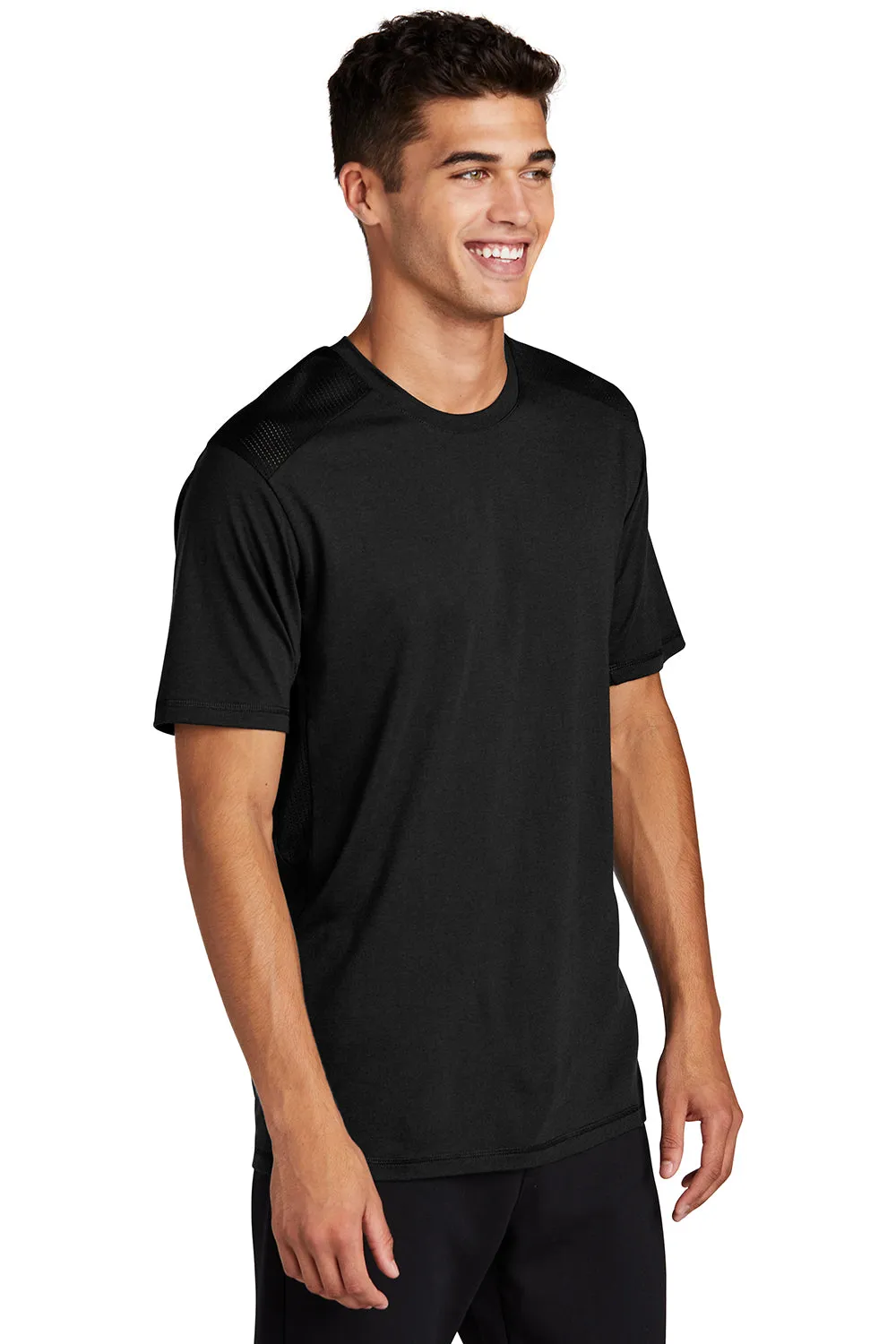 Sport-Tek Mens Draft Moisture Wicking Short Sleeve Crewneck T-Shirt - Black Clothing Sport-Tek