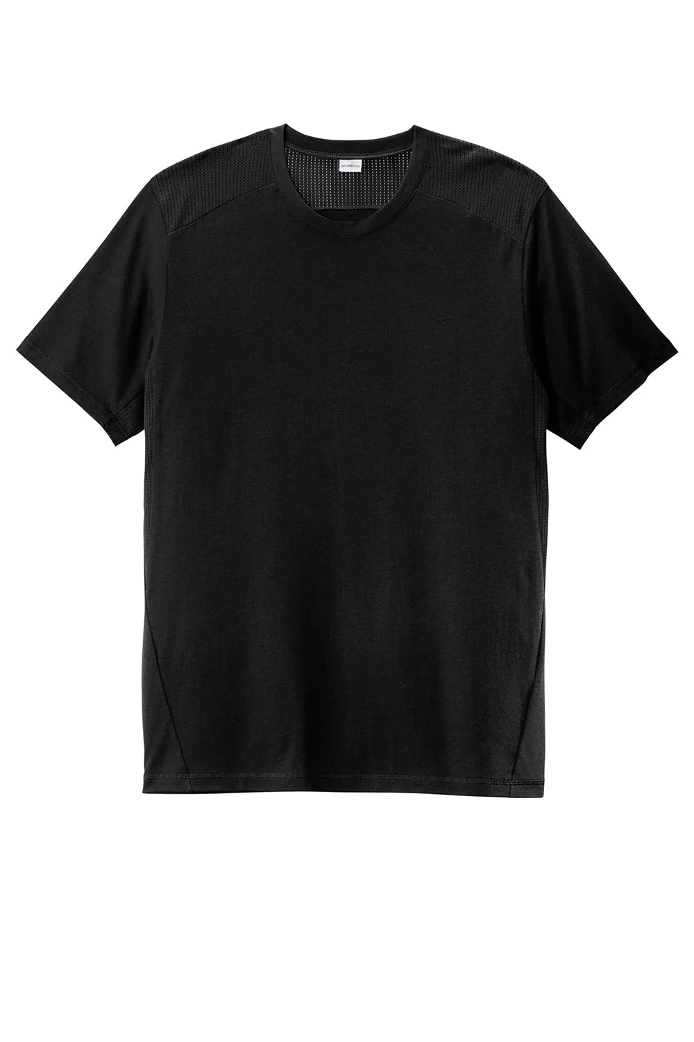 Sport-Tek Mens Draft Moisture Wicking Short Sleeve Crewneck T-Shirt - Black Clothing Sport-Tek