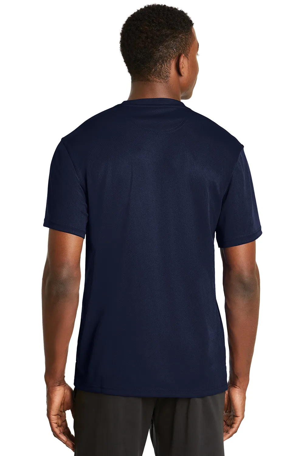 Sport-Tek Mens Dri-Mesh Moisture Wicking Short Sleeve Crewneck T-Shirt - Navy Blue - Closeout Clothing Sport-Tek