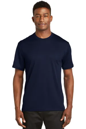 Sport-Tek Mens Dri-Mesh Moisture Wicking Short Sleeve Crewneck T-Shirt - Navy Blue - Closeout Clothing Sport-Tek