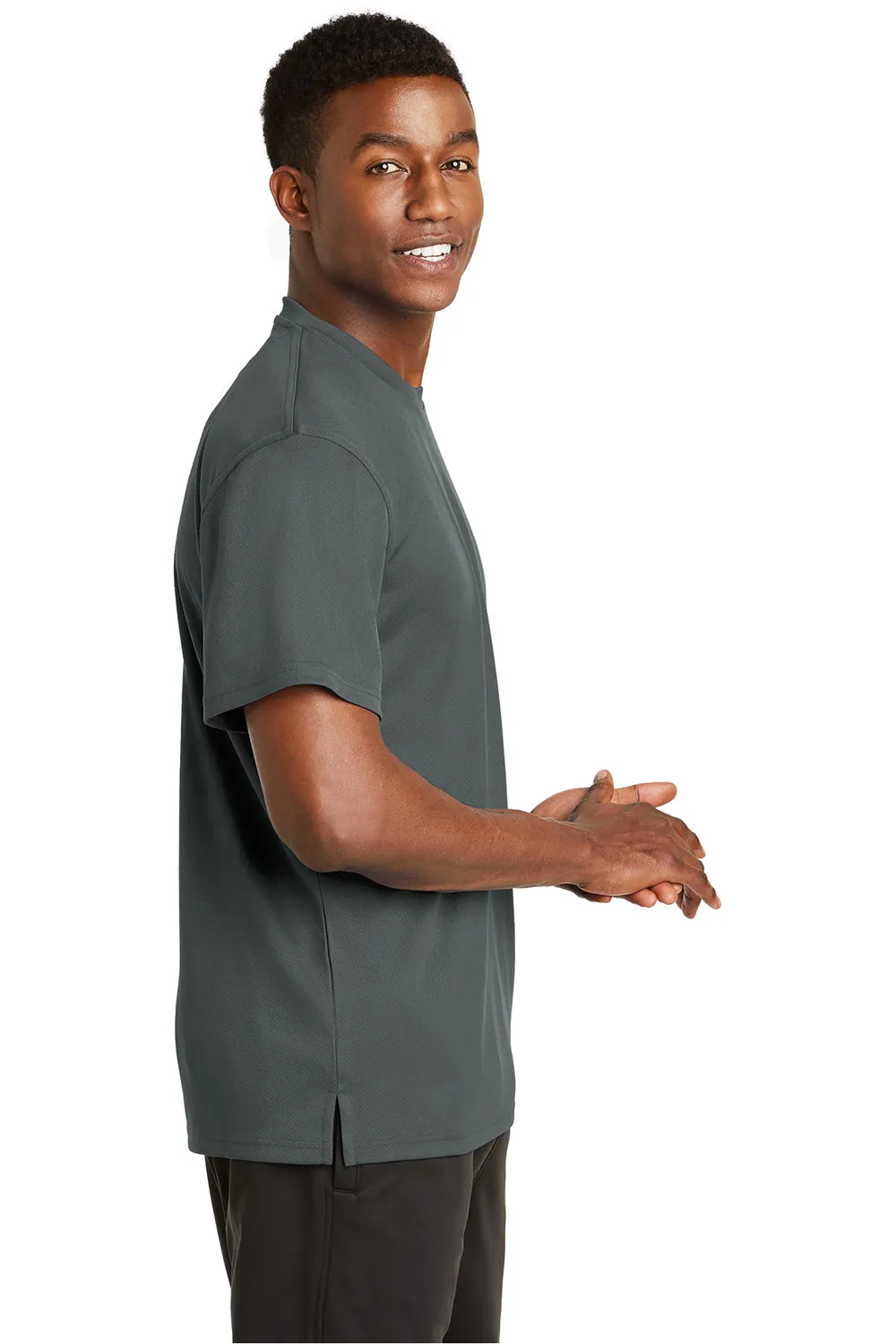 Sport-Tek Mens Dri-Mesh Moisture Wicking Short Sleeve Crewneck T-Shirt - Steel Grey - Closeout Clothing Sport-Tek