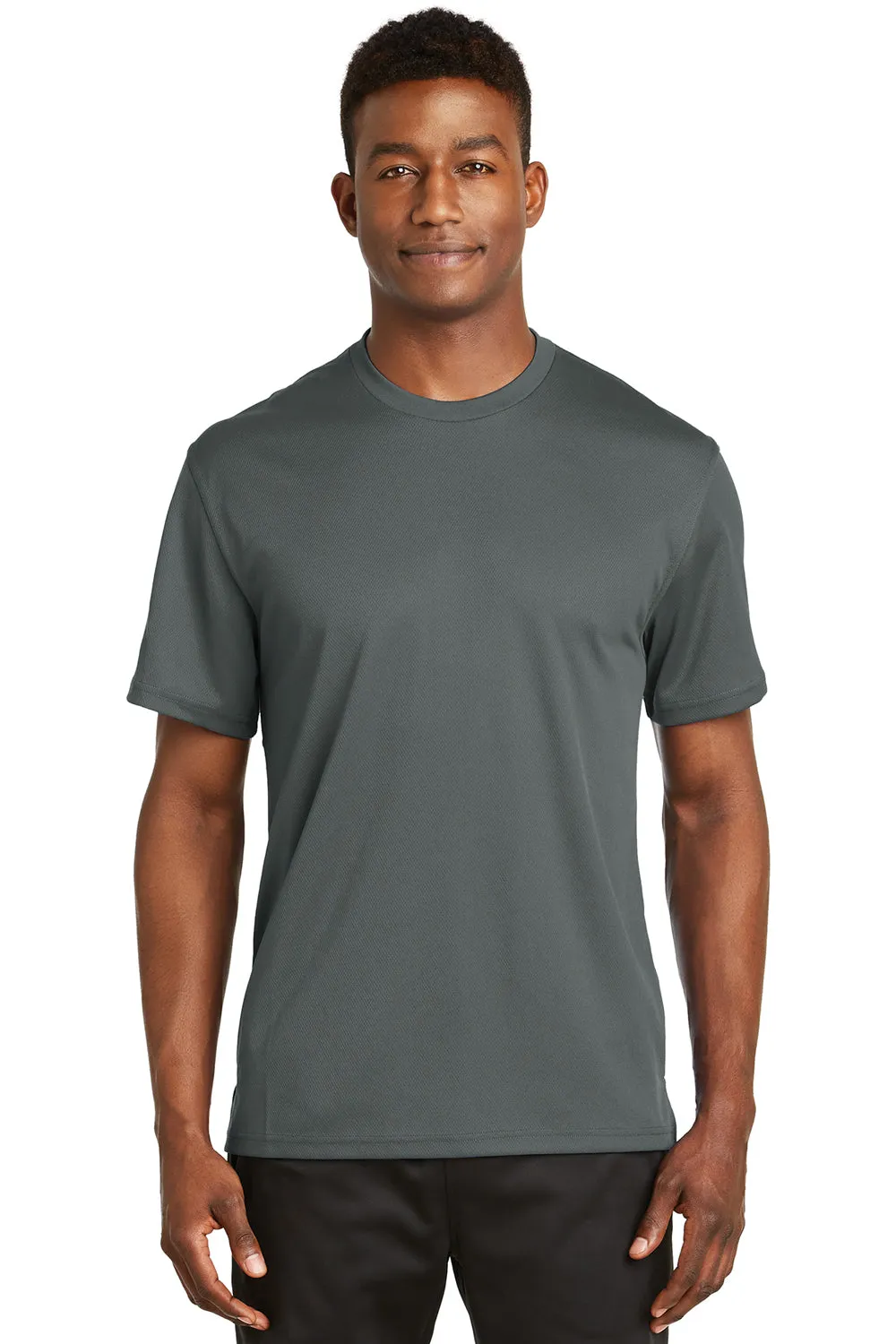 Sport-Tek Mens Dri-Mesh Moisture Wicking Short Sleeve Crewneck T-Shirt - Steel Grey - Closeout Clothing Sport-Tek