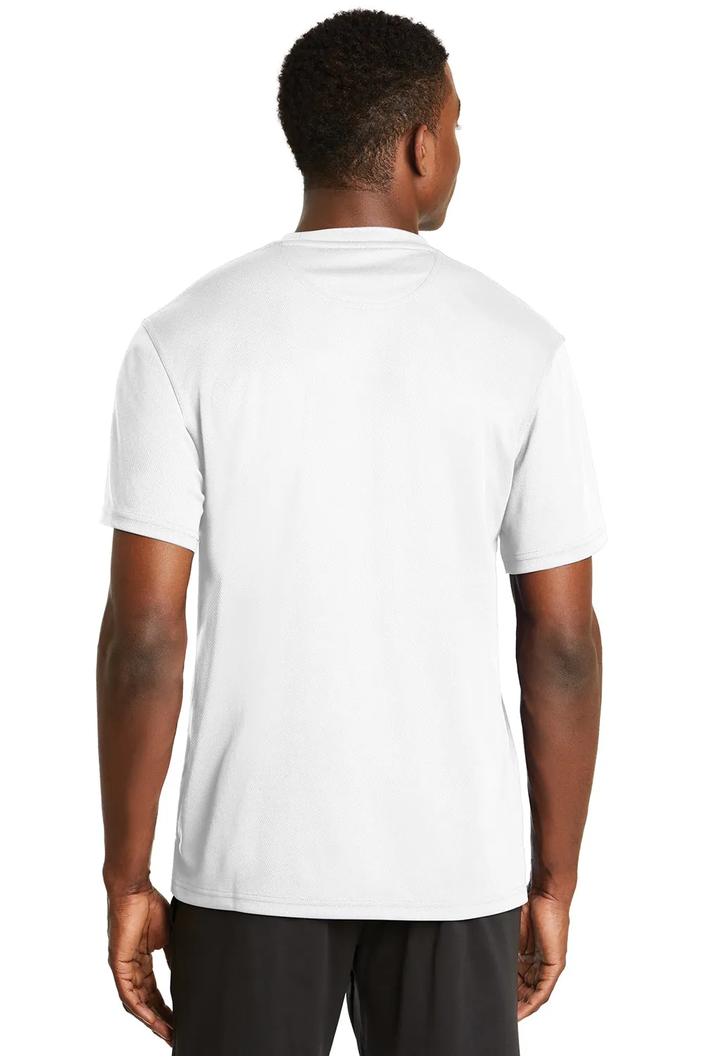 Sport-Tek Mens Dri-Mesh Moisture Wicking Short Sleeve Crewneck T-Shirt - White - Closeout Clothing Sport-Tek