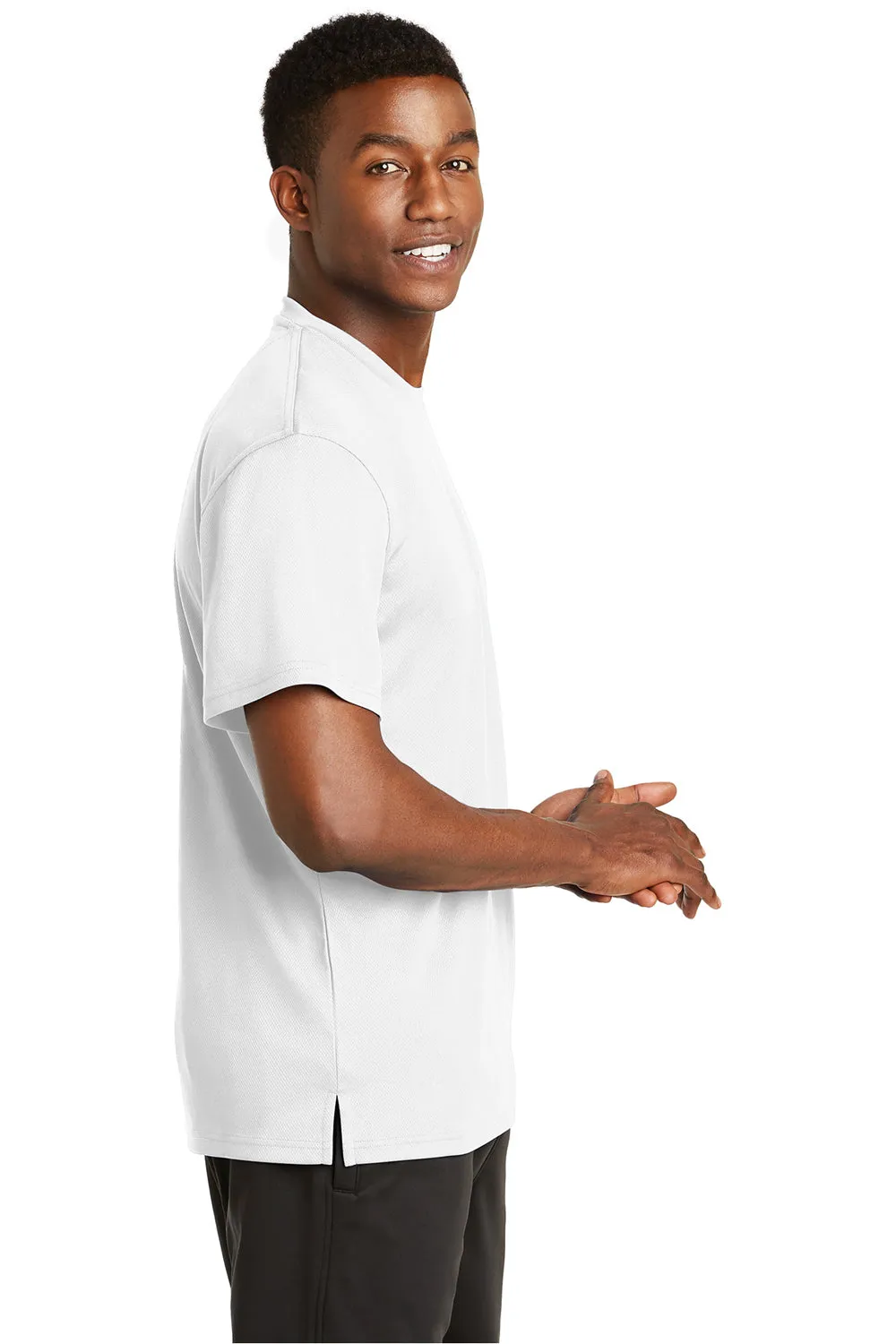 Sport-Tek Mens Dri-Mesh Moisture Wicking Short Sleeve Crewneck T-Shirt - White - Closeout Clothing Sport-Tek