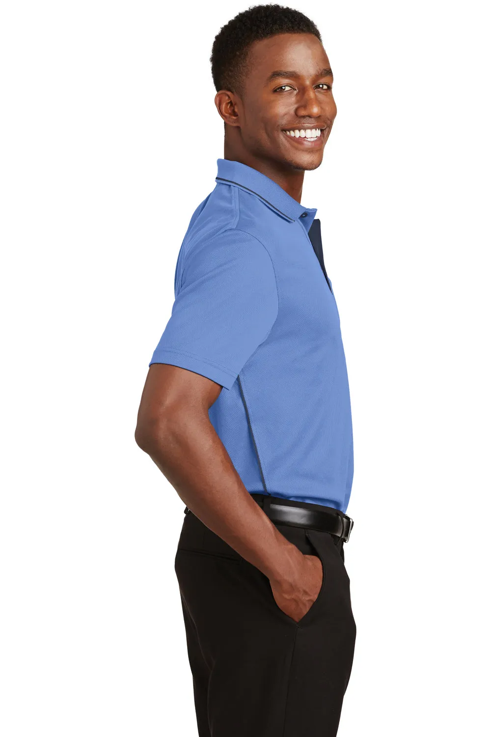 Sport-Tek Mens Dri-Mesh Moisture Wicking Short Sleeve Polo Shirt - Blueberry/Navy Blue - Closeout Clothing Sport-Tek