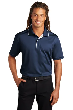 Sport-Tek Mens Dri-Mesh Moisture Wicking Short Sleeve Polo Shirt - Navy Blue/White Clothing Sport-Tek