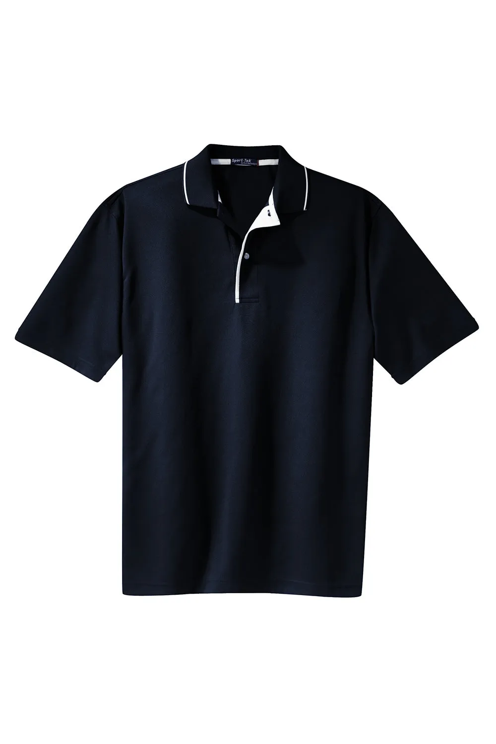 Sport-Tek Mens Dri-Mesh Moisture Wicking Short Sleeve Polo Shirt - Navy Blue/White Clothing Sport-Tek