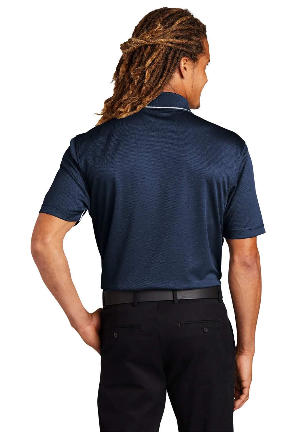 Sport-Tek Mens Dri-Mesh Moisture Wicking Short Sleeve Polo Shirt - Navy Blue/White Clothing Sport-Tek