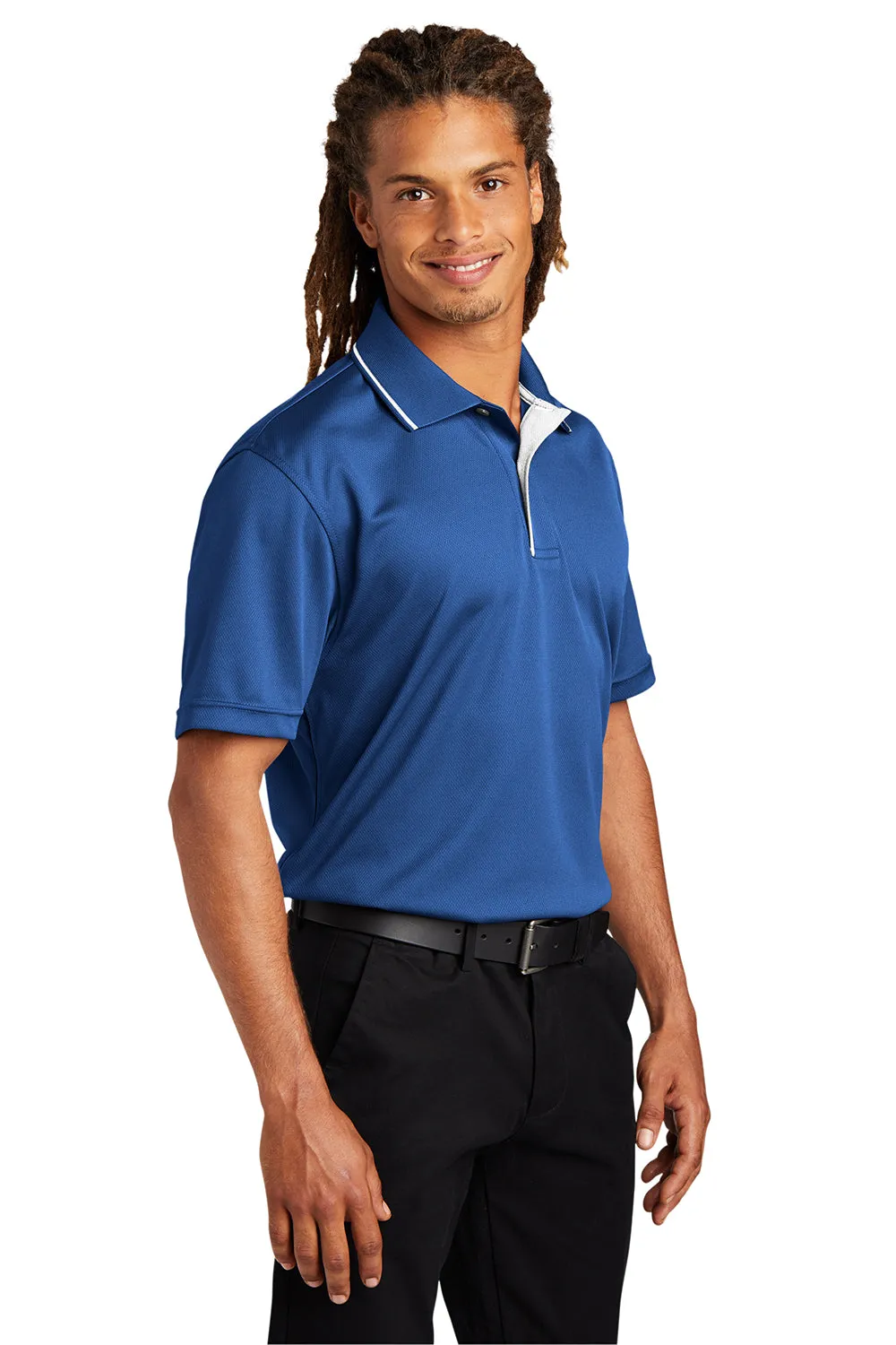 Sport-Tek Mens Dri-Mesh Moisture Wicking Short Sleeve Polo Shirt - Royal Blue/White Clothing Sport-Tek
