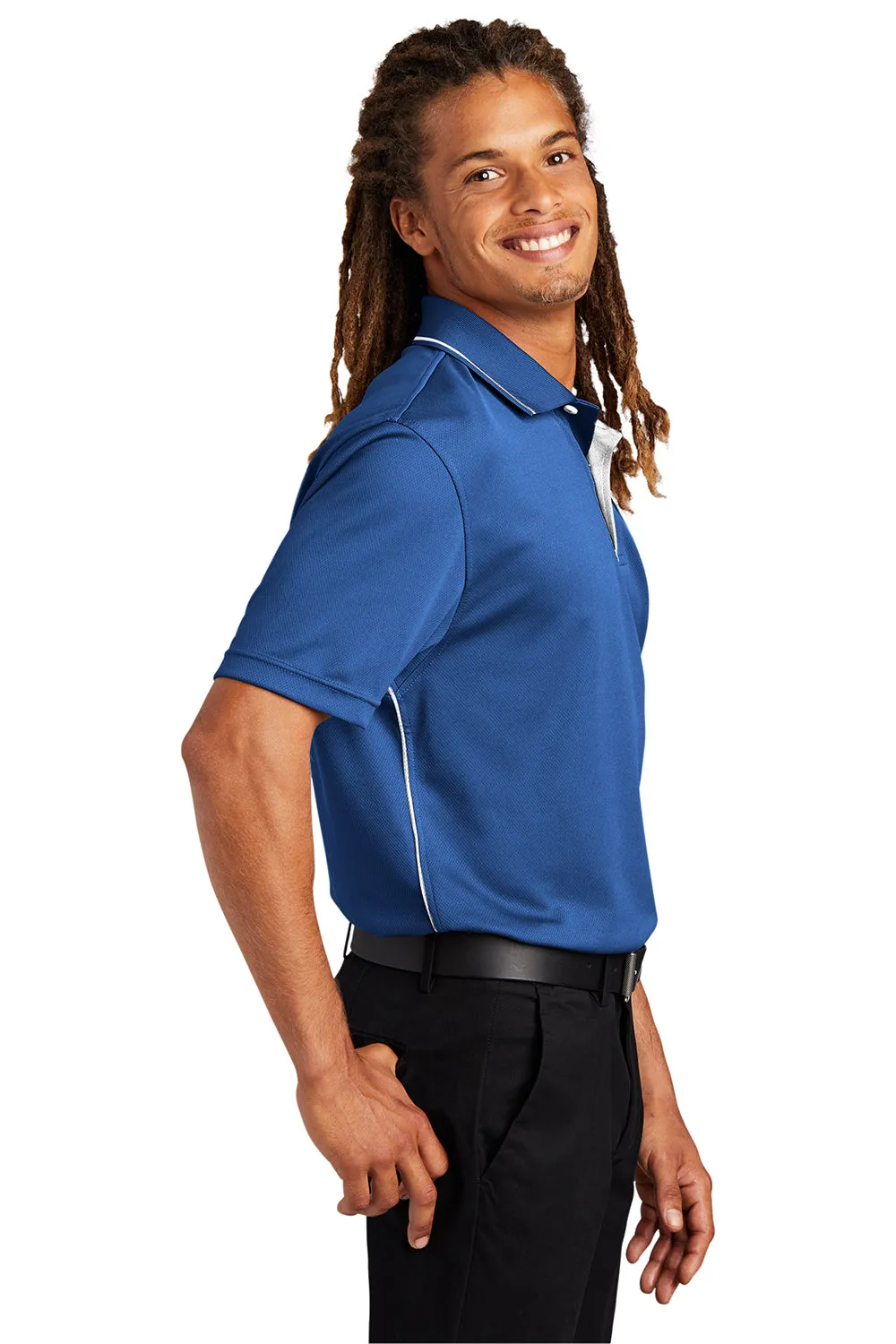 Sport-Tek Mens Dri-Mesh Moisture Wicking Short Sleeve Polo Shirt - Royal Blue/White Clothing Sport-Tek