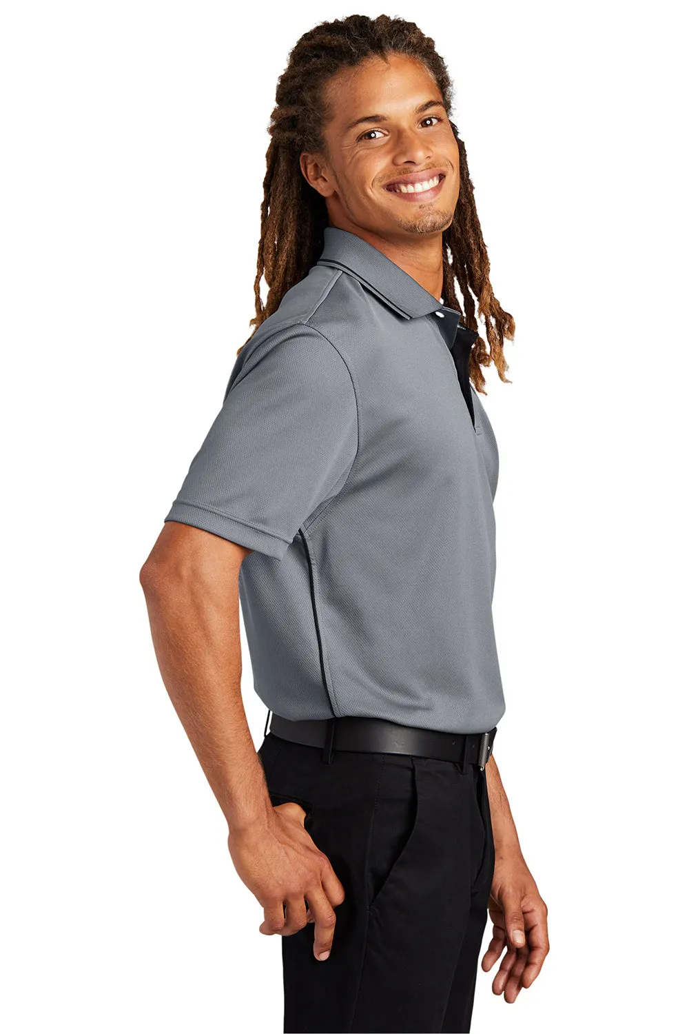 Sport-Tek Mens Dri-Mesh Moisture Wicking Short Sleeve Polo Shirt - Steel Grey/Black Clothing Sport-Tek