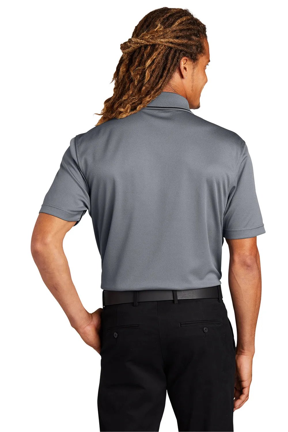 Sport-Tek Mens Dri-Mesh Moisture Wicking Short Sleeve Polo Shirt - Steel Grey/Black Clothing Sport-Tek