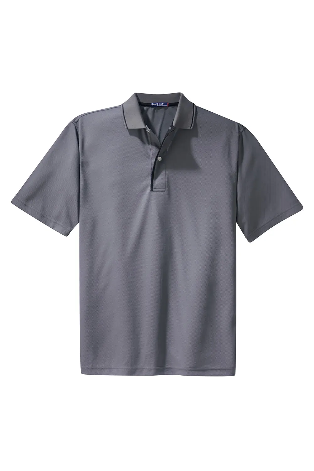 Sport-Tek Mens Dri-Mesh Moisture Wicking Short Sleeve Polo Shirt - Steel Grey/Black Clothing Sport-Tek