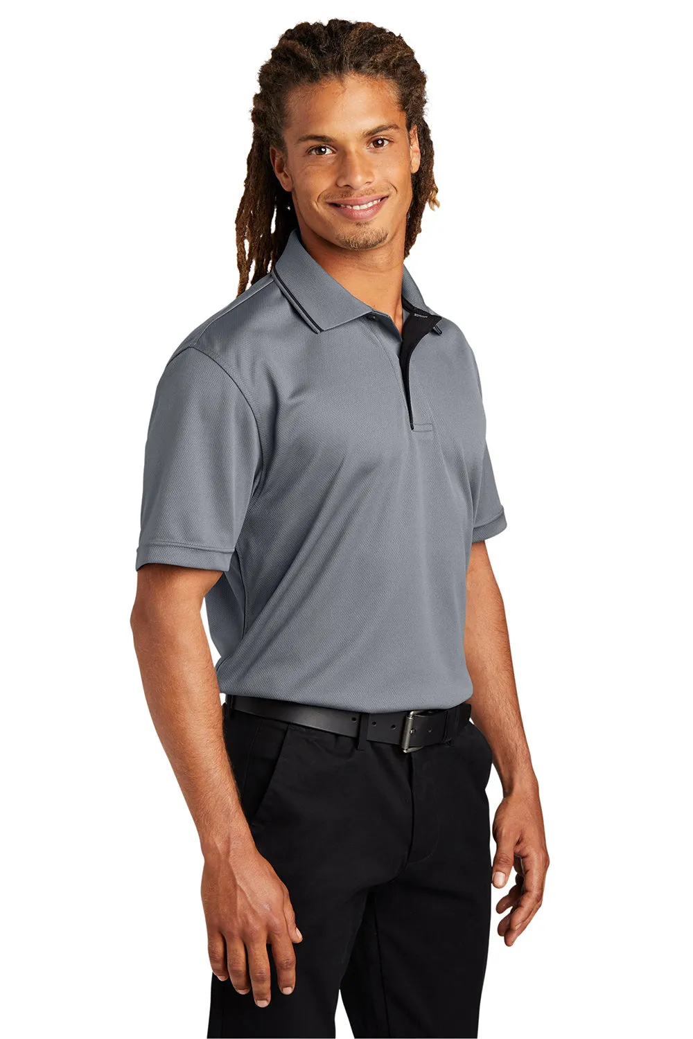 Sport-Tek Mens Dri-Mesh Moisture Wicking Short Sleeve Polo Shirt - Steel Grey/Black Clothing Sport-Tek