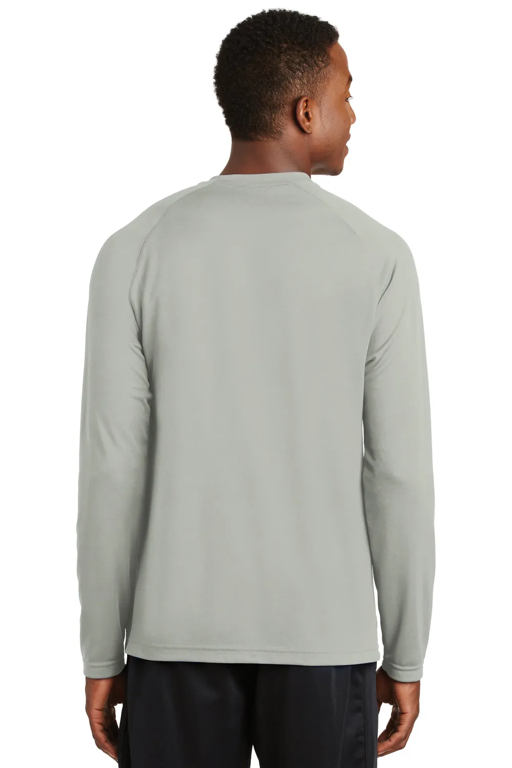 Sport-Tek Mens Dry Zone Moisture Wicking Long Sleeve Crewneck T-Shirt - Silver Grey Clothing Sport-Tek