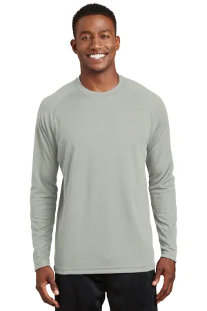 Sport-Tek Mens Dry Zone Moisture Wicking Long Sleeve Crewneck T-Shirt - Silver Grey Clothing Sport-Tek