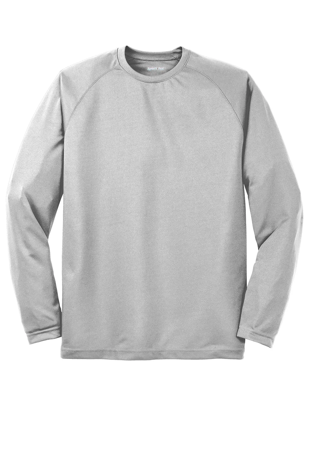 Sport-Tek Mens Dry Zone Moisture Wicking Long Sleeve Crewneck T-Shirt - Silver Grey Clothing Sport-Tek