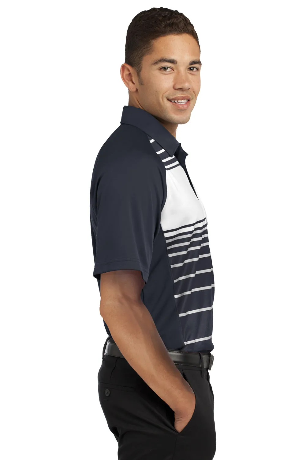 Sport-Tek Mens Dry Zone Moisture Wicking Short Sleeve Polo Shirt - Black/Grey/White - Closeout Clothing Sport-Tek