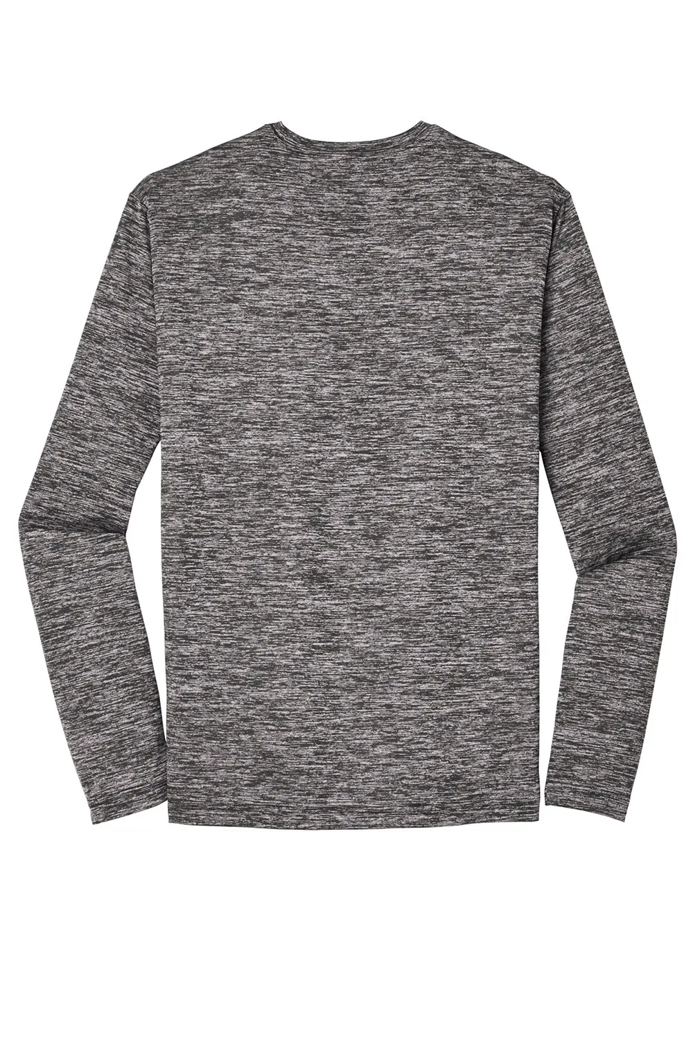 Sport-Tek Mens Electric Heather Moisture Wicking Long Sleeve Crewneck T-Shirt - Black Electric Clothing Sport-Tek