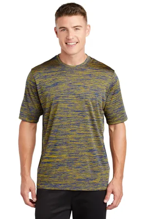 Sport-Tek Mens Electric Heather Moisture Wicking Short Sleeve Crewneck T-Shirt - Royal Blue/Gold Electric - Closeout Clothing Sport-Tek
