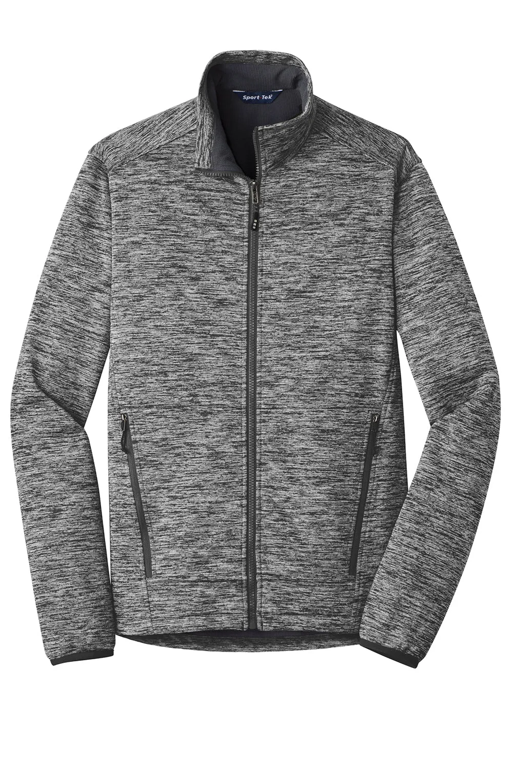 Sport-Tek Mens Electric Heather Water Resistant Full Zip Jacket - Black Electric - Closeout
