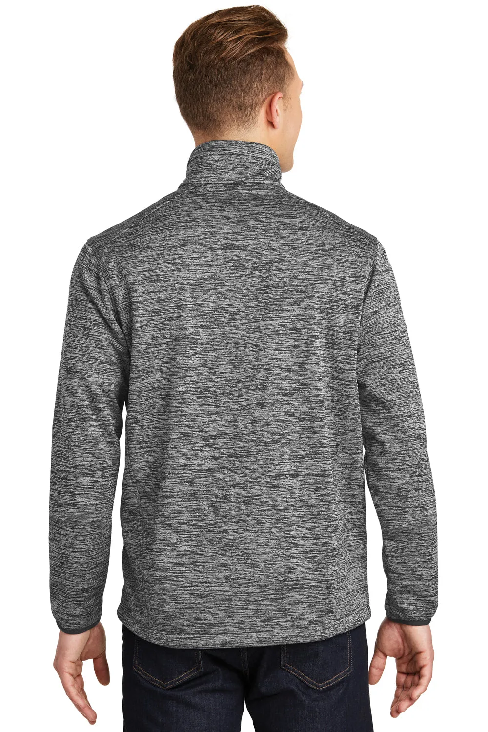 Sport-Tek Mens Electric Heather Water Resistant Full Zip Jacket - Black Electric - Closeout