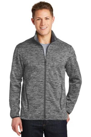 Sport-Tek Mens Electric Heather Water Resistant Full Zip Jacket - Black Electric - Closeout