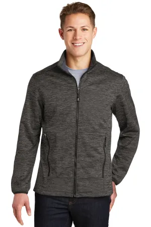 Sport-Tek Mens Electric Heather Water Resistant Full Zip Jacket - Grey Black Electric - Closeout