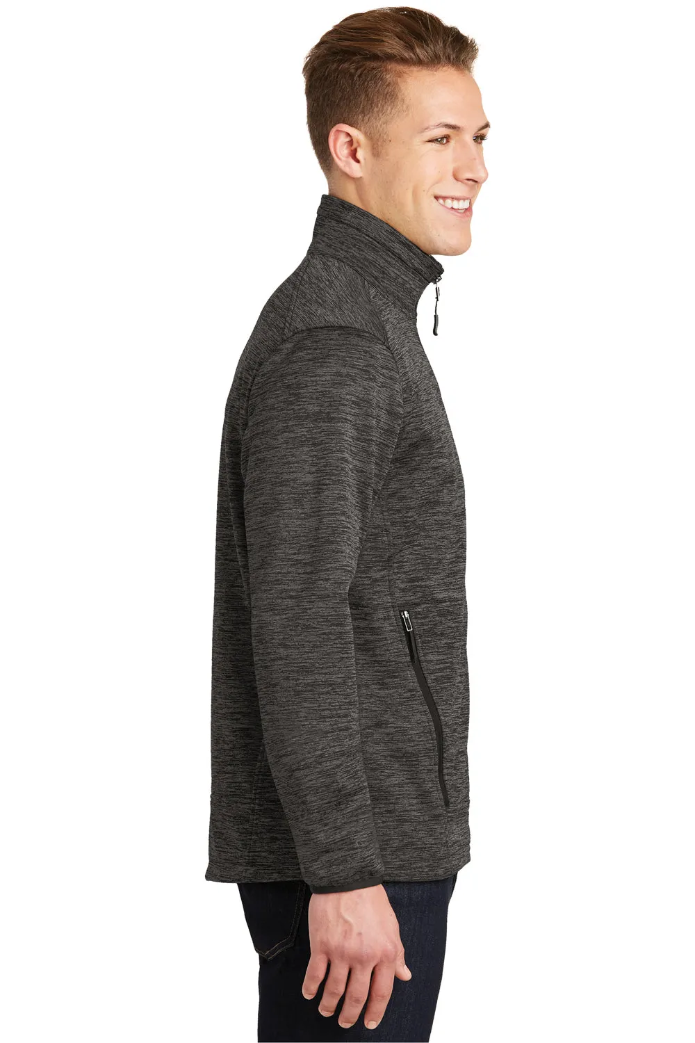 Sport-Tek Mens Electric Heather Water Resistant Full Zip Jacket - Grey Black Electric - Closeout