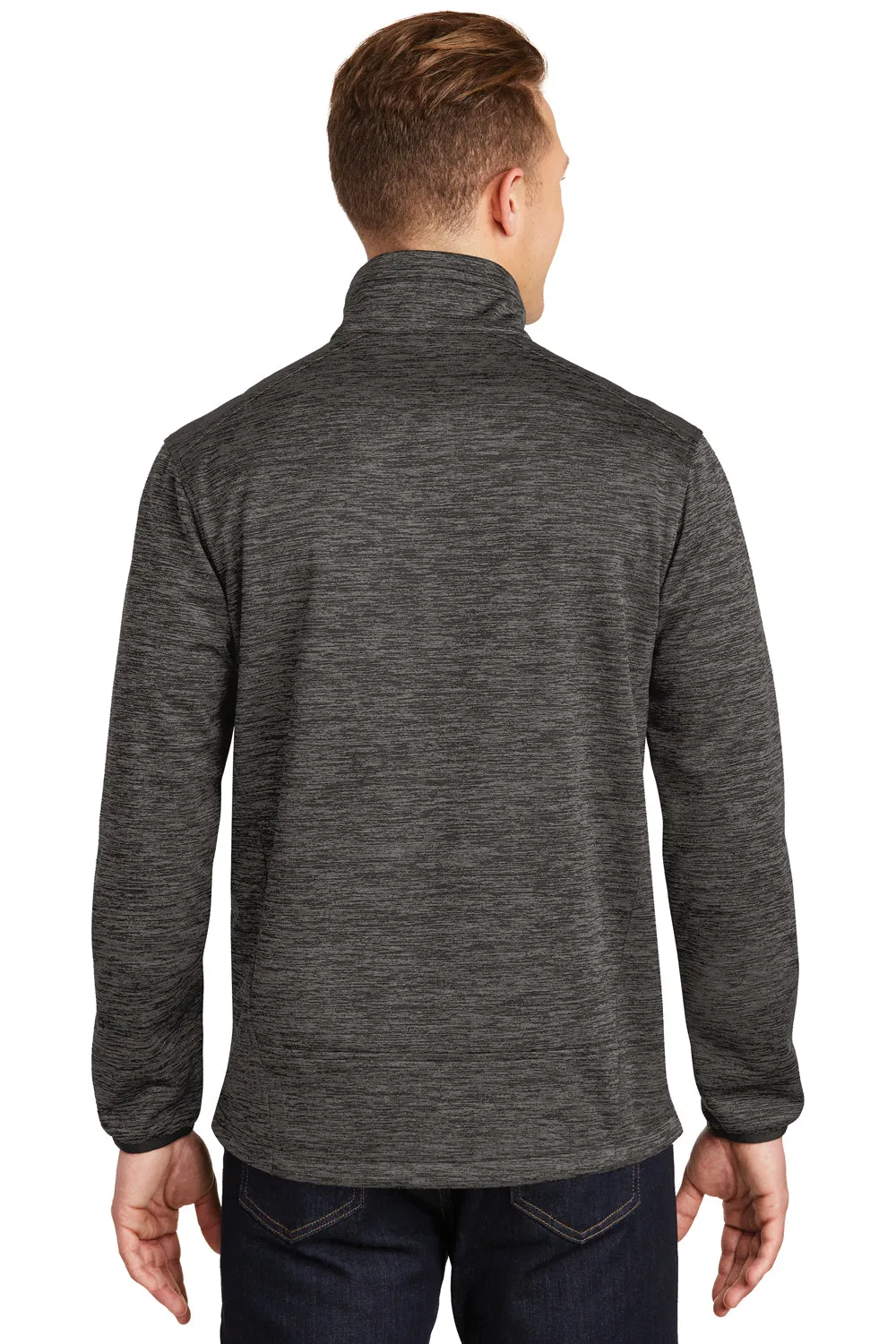 Sport-Tek Mens Electric Heather Water Resistant Full Zip Jacket - Grey Black Electric - Closeout