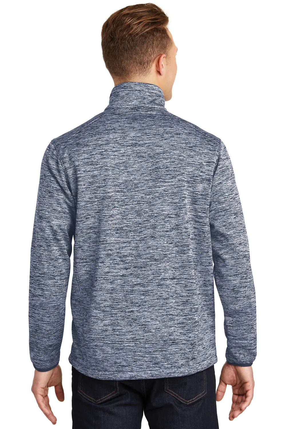 Sport-Tek Mens Electric Heather Water Resistant Full Zip Jacket - True Navy Blue Electric - Closeout