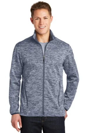 Sport-Tek Mens Electric Heather Water Resistant Full Zip Jacket - True Navy Blue Electric - Closeout