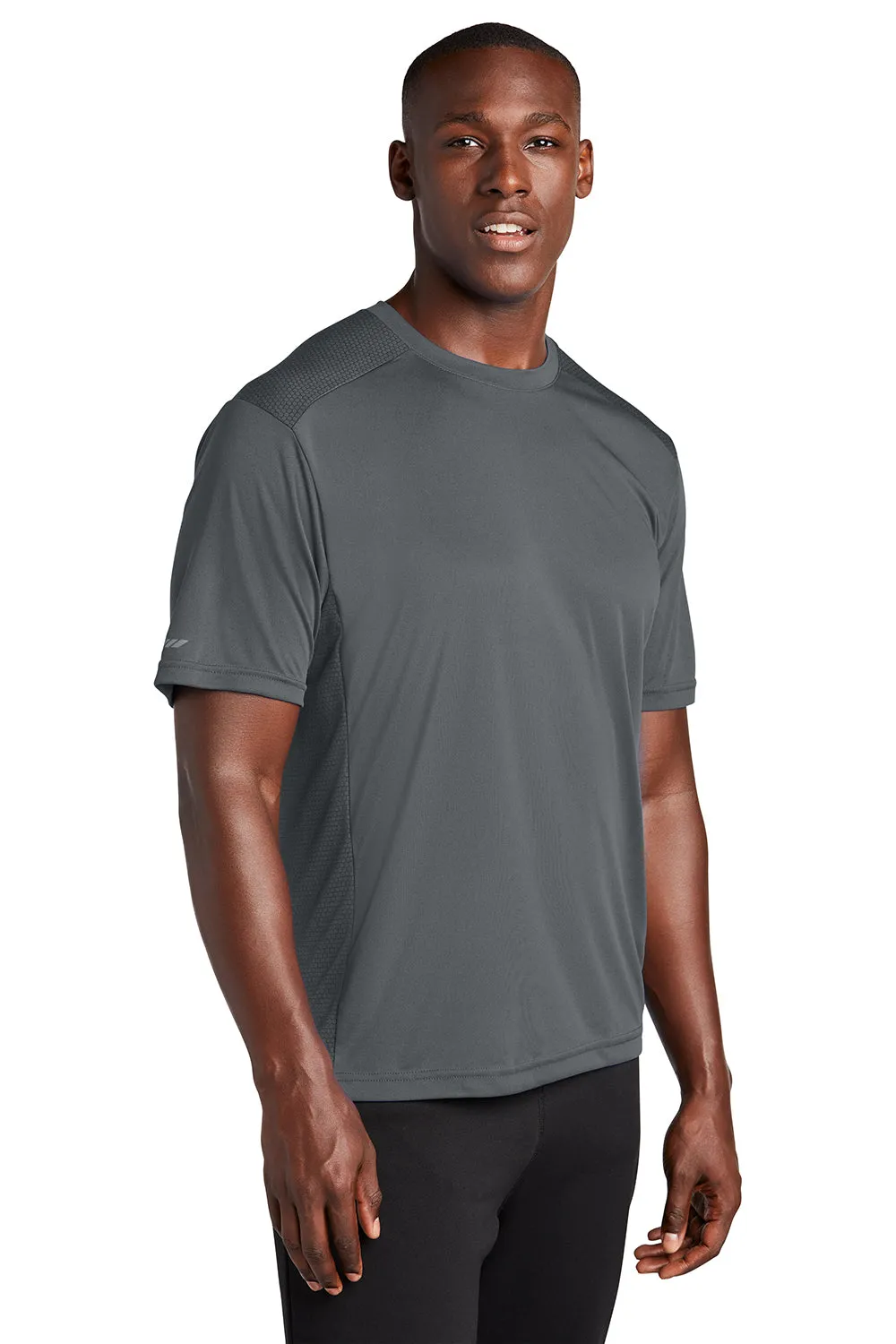 Sport-Tek Mens Elevate Moisture Wicking Short Sleeve Crewneck T-Shirt - Iron Grey Clothing Sport-Tek