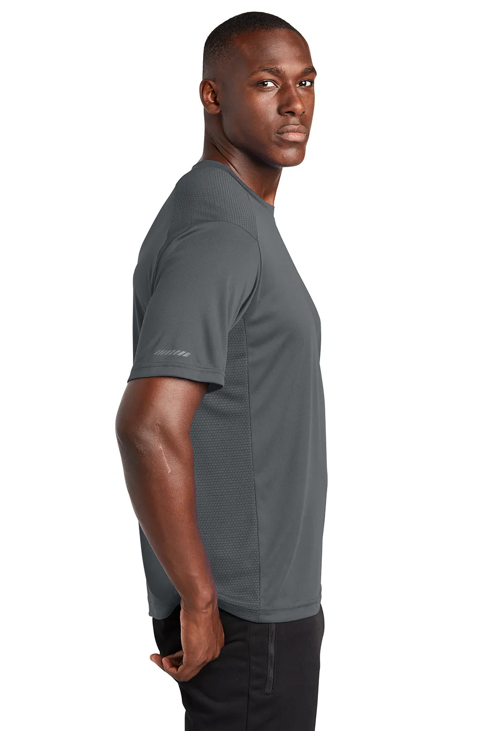 Sport-Tek Mens Elevate Moisture Wicking Short Sleeve Crewneck T-Shirt - Iron Grey Clothing Sport-Tek